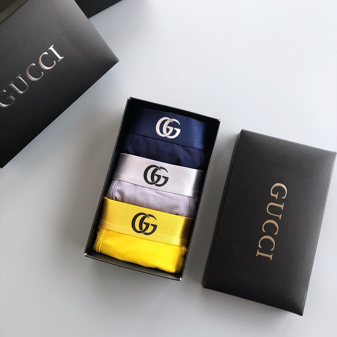  GUCCI 古奇 经典之作 男士盒装精品内裤 ！时尚百搭款！外贸公司合作订单  舒适男士内裤 科学配 
