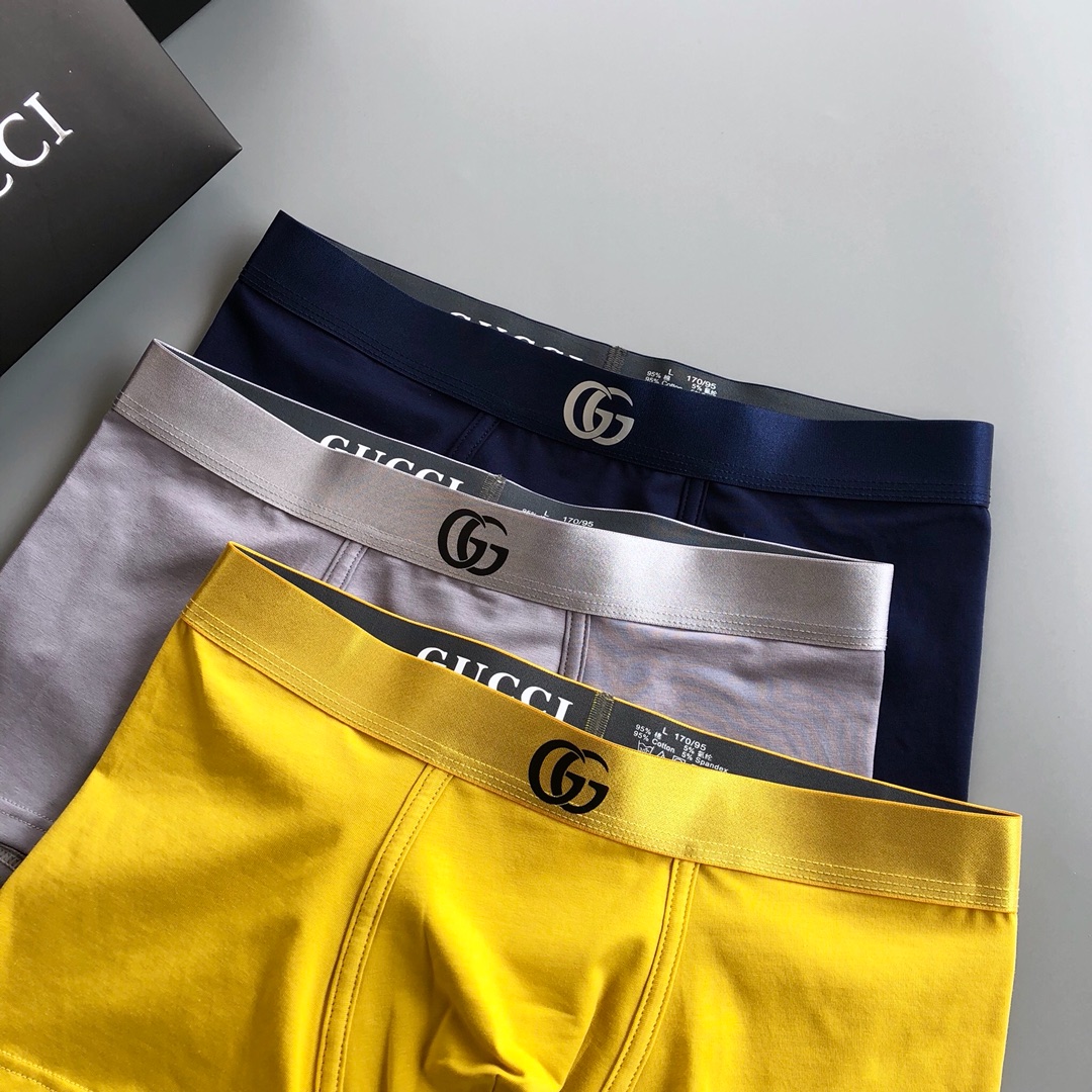  GUCCI 古奇 经典之作 男士盒装精品内裤 ！时尚百搭款！外贸公司合作订单  舒适男士内裤 科学配 