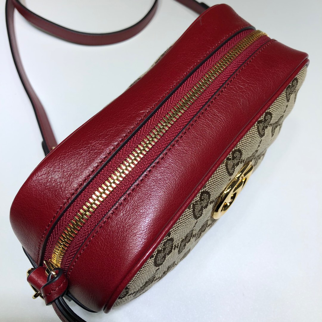 GUCCI古驰双G帆布饰皮革迷你手袋448065