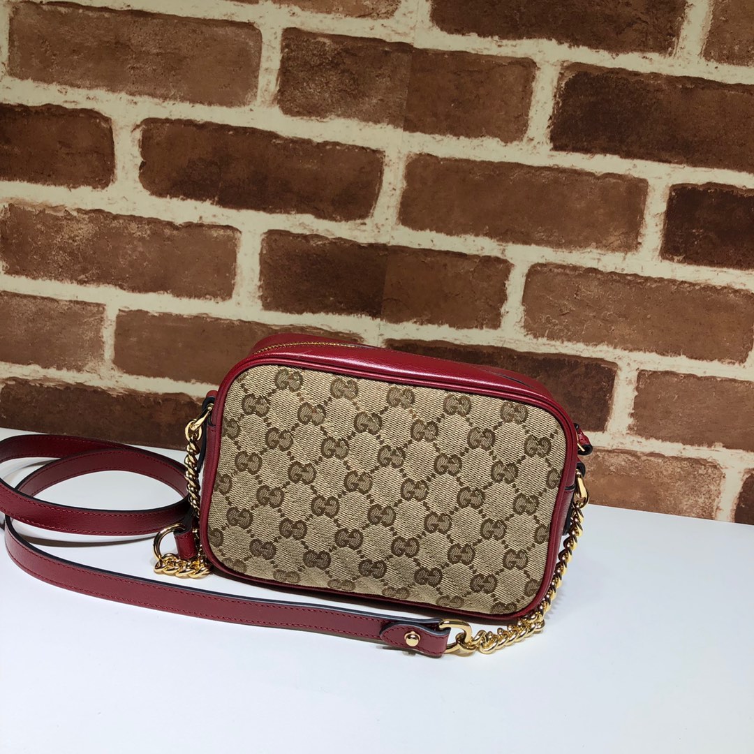 GUCCI古驰双G帆布饰皮革迷你手袋448065