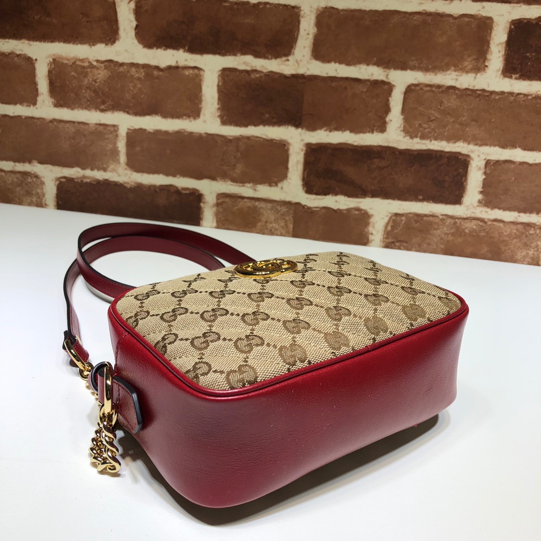 GUCCI古驰双G帆布饰皮革迷你手袋448065