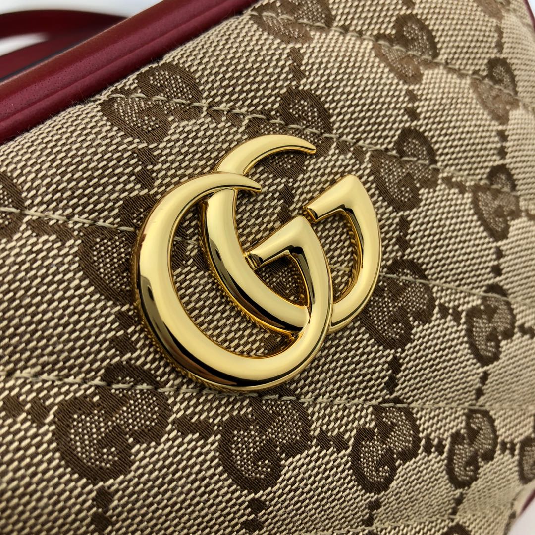 GUCCI古驰双G帆布饰皮革迷你手袋448065