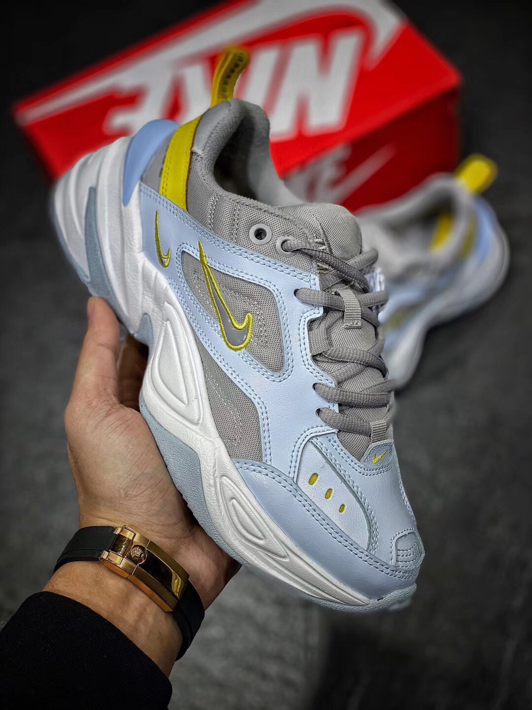[Air Force Series]Air Monarch the M2K Tekno Gray-white yellowSize:3645