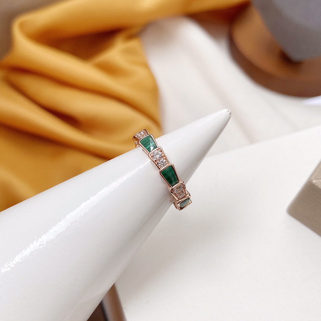BVLGARI ブルガリ ワイドリング ダブルリングスパイラル スタッズ パヴェダイヤモンド 925シルバー厚金メッキ 輸入セラミック-最高品質