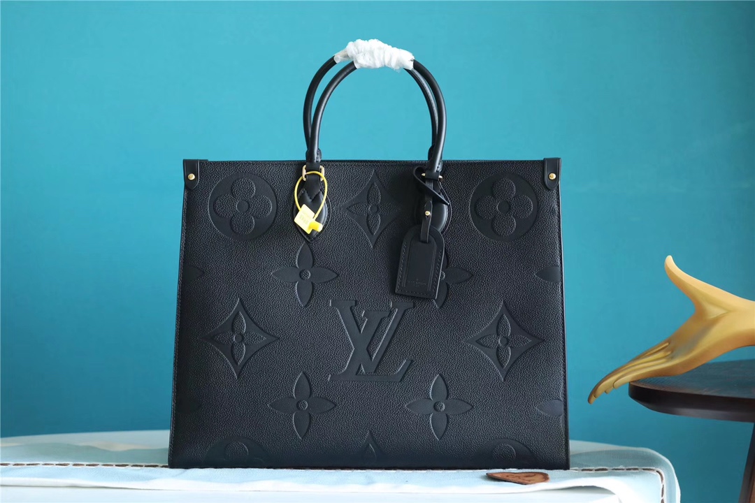 Louis Vuitton LV Onthego Handbags Tote Bags Black Printing Empreinte​ Calfskin Cowhide Mini M44576