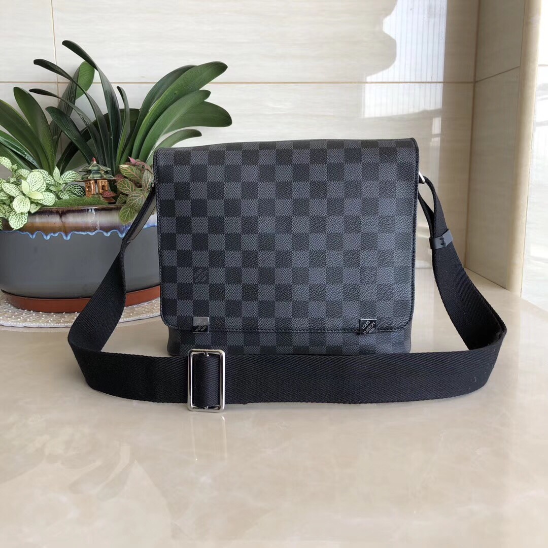 Louis Vuitton Bags Handbags Black Grid Silver All Steel Fabric N41028