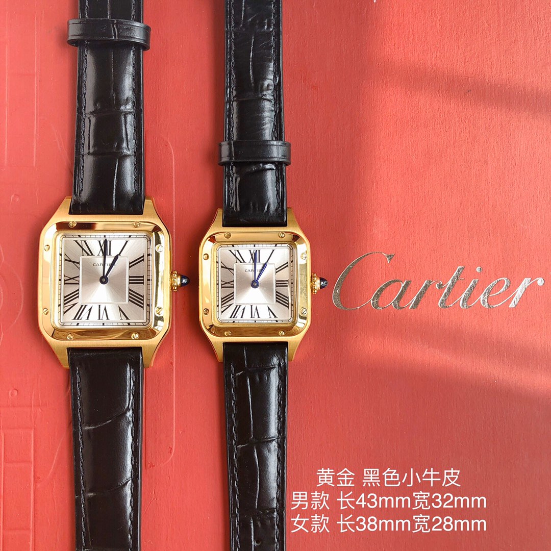 까르띠에 산토스 32mm 43mm 사파이어 글라스 블루 스틸밴드 가죽스트랩 레플리카 42756
