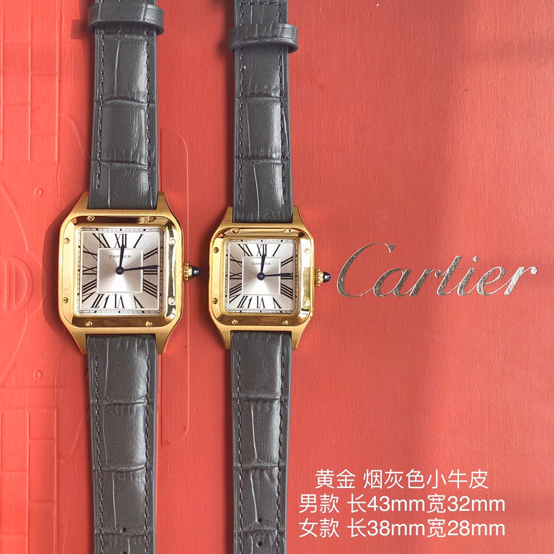 NO:144548,Santos-Dumont Cartier Santos ultra-thin Dumont series watch, couple pair watch, neutral watch, 316L stainless steel case, blue spinel beads head, sun ray pattern matte effect, classic Roman numeral hour marker, sword-shaped blue steel hand, sapphire crystal mirror, imported Italian head layer calfskin strap, stainless steel pin buckle buckle. Case size men (width 32 mm long 43 mm) women (width 28 mm long 38 mm) thickness 7 mm., cartier, cowhide19860909Santos-Dumont卡地亚山度士超薄杜蒙系列腕表,情侣对表,中性表款,316L精钢表壳,蓝色尖晶石圆珠把头,阳光射线纹饰磨砂效果,经典罗马数字时标,剑形蓝钢指针,蓝宝石水晶镜面,意大利进口头层小牛皮表带,精钢针扣式表扣.表壳尺寸男（宽32毫米长43毫米）女（宽28毫米长38毫米）厚度7毫米.,,cartier,cowhide,Watch