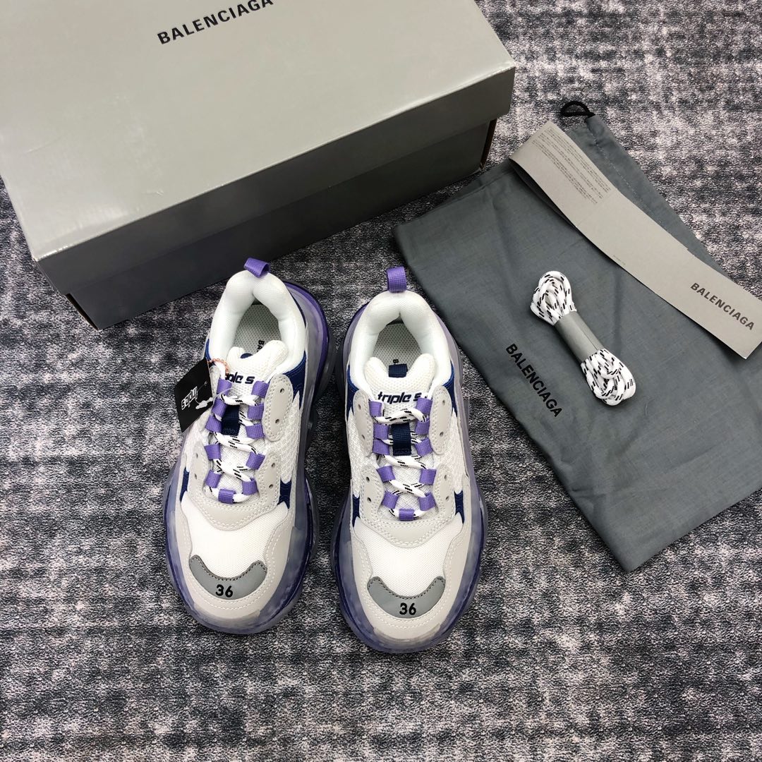 Blanco y morado BALENCIAGA · Balenciaga 19ss nuevos zapatos de papá con cristales y colchón de aire triples verdaderos …