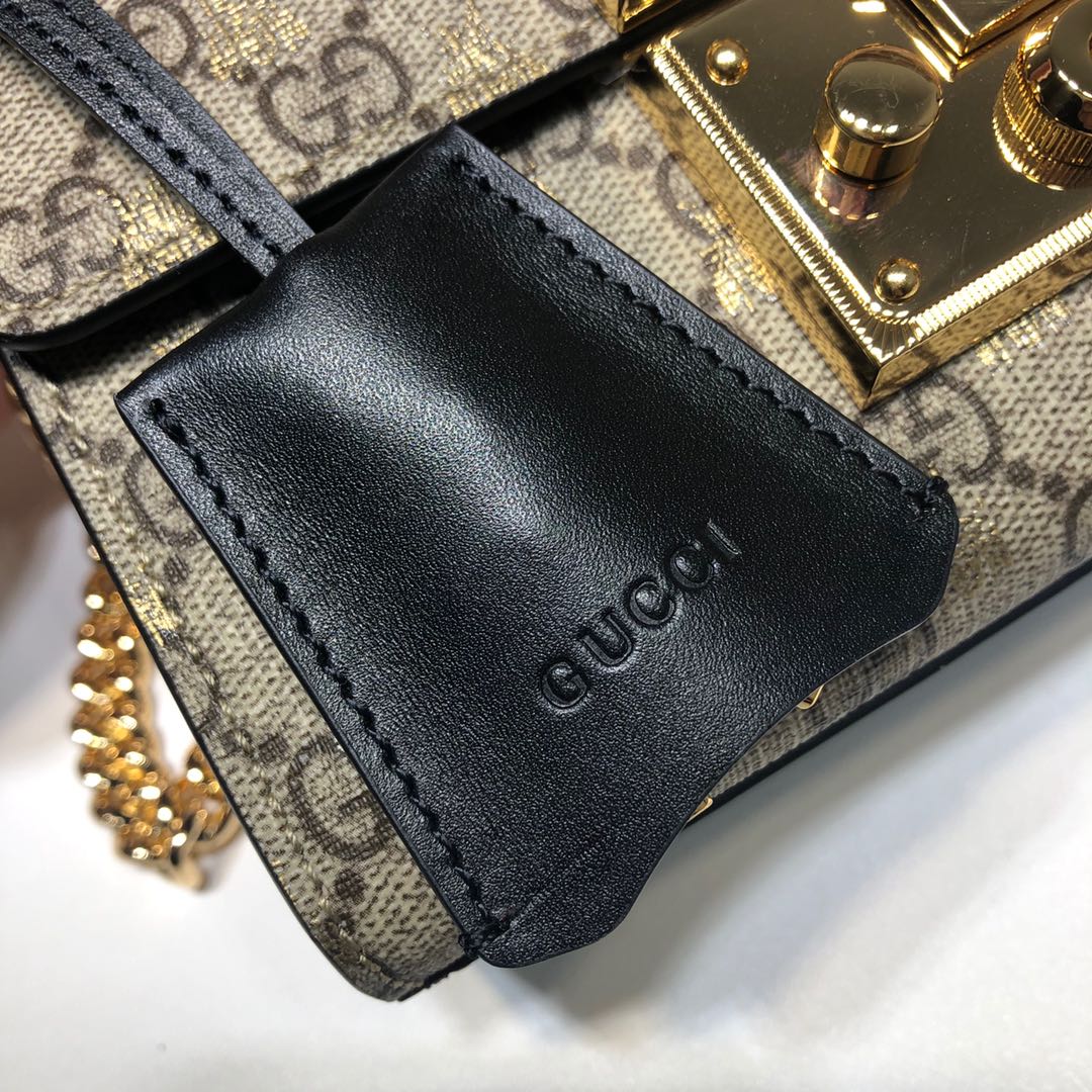 GUCCI古驰Padlock系列小号GG蜜蜂肩背包409487