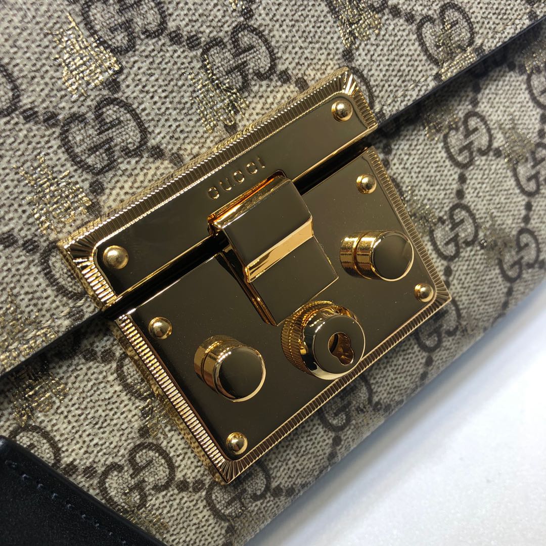 GUCCI古驰Padlock系列小号GG蜜蜂肩背包409487
