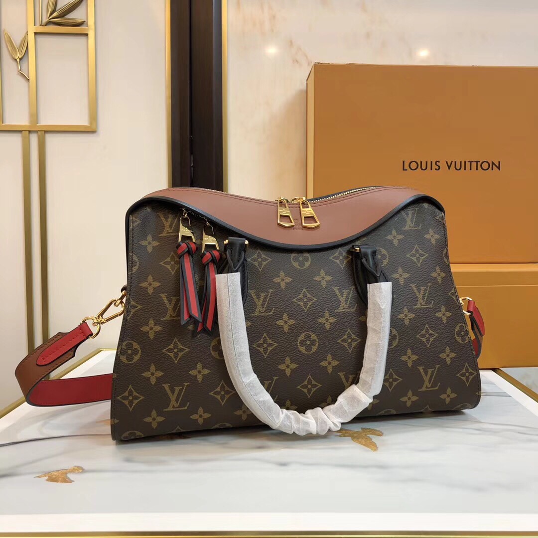 Louis Vuitton Handbags Tote Bags Coffee Color Gold All Steel Monogram Canvas Cowhide Fashion M41455