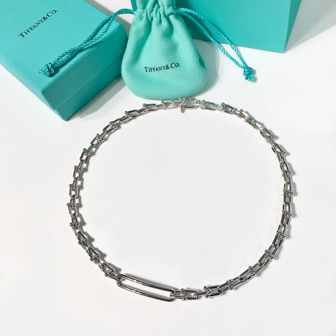 Tiffany & Co. 蒂芙尼链环情侣项链 亚金材料电镀18K金玫瑰金 金银玫3个色 长度45cm