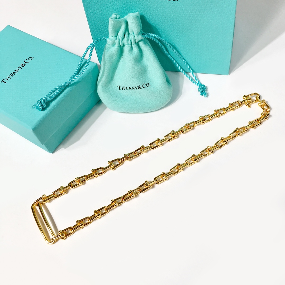 Tiffany & Co. 蒂芙尼链环情侣项链 亚金材料电镀18K金玫瑰金 金银玫3个色 长度45cm