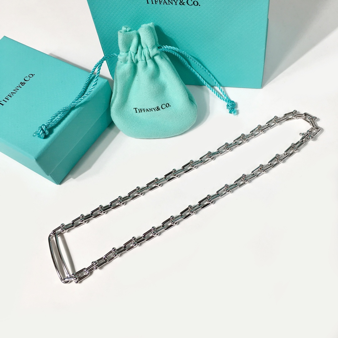 Tiffany & Co. 蒂芙尼链环情侣项链 亚金材料电镀18K金玫瑰金 金银玫3个色 长度45cm