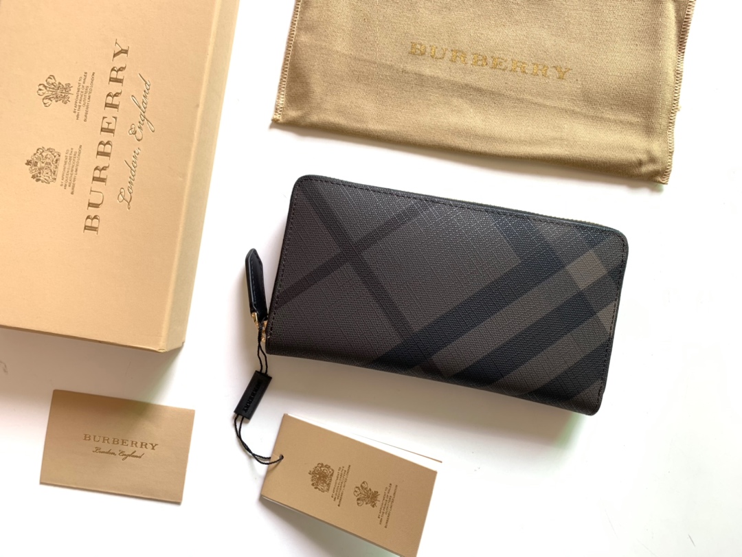 [Burberry Wallets]London checked zipper bag [B] Original order official new co