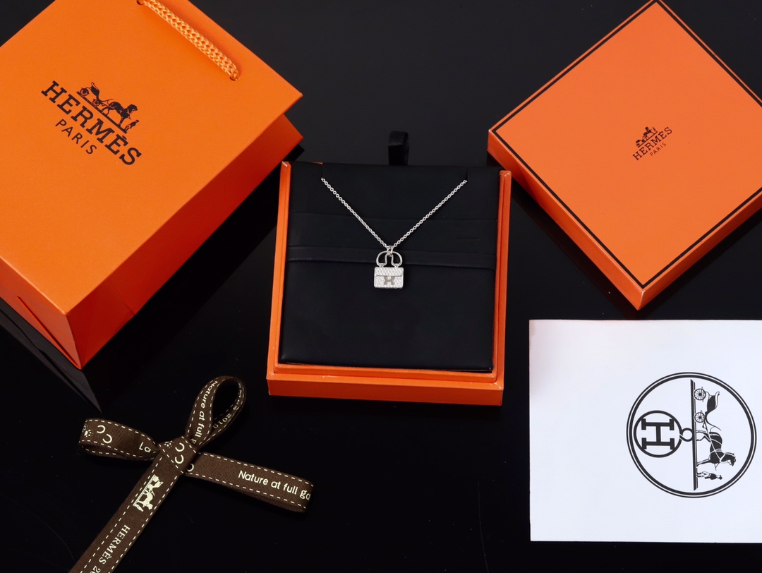 HERMES Constance Sterling Silver Necklace