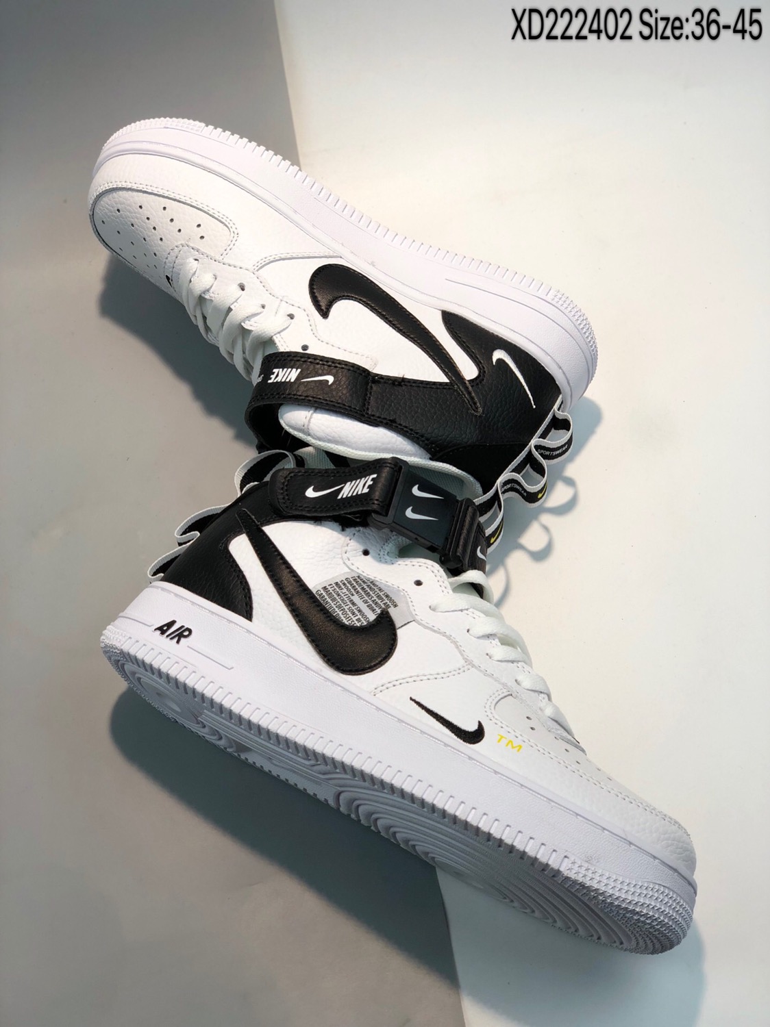 120 真标 Nike Air Force1空军一号AF1简版OW解构情侣 黑白高帮板鞋804609-103