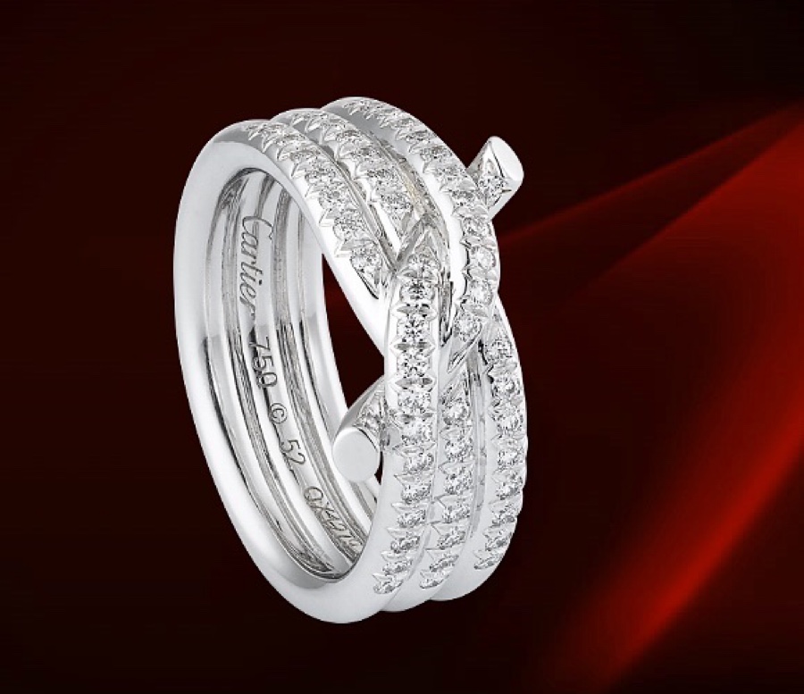 Cartier 6码 女神 Cartier 款满钻绳结戒指 Cartier Entrelacés系列回归本真