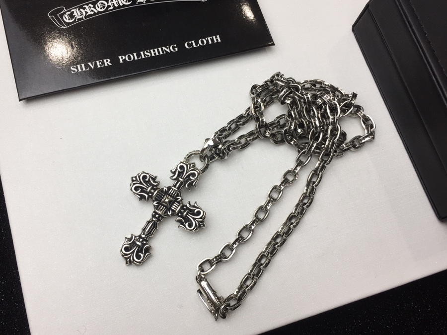 💰320💋💋Chrome He@rts 克罗心豪华火焰十字架项链[色]～纯手工制作字母链条+复古奢华雕花十字架吊坠～世界顶级潮牌😘复古典雅风格👉🏻正品开模[玫瑰]时尚潮人最爱🎁链长70cm ，男女均可佩戴[得意]💰