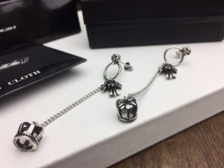 💀💀💀Chrome He@rts 克罗心暗黑髅头十字架皇冠耳钉☠[色]～世界顶级潮牌～鬼魅风格骷髅头搭配