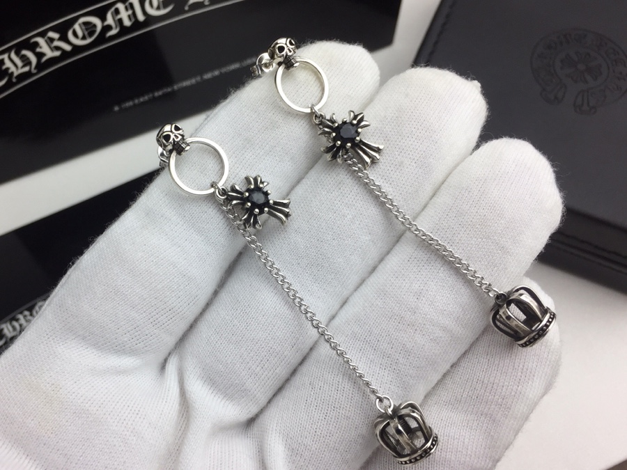 💀💀💀Chrome He@rts 克罗心暗黑髅头十字架皇冠耳钉☠[色]～世界顶级潮牌～鬼魅风格骷髅头搭配