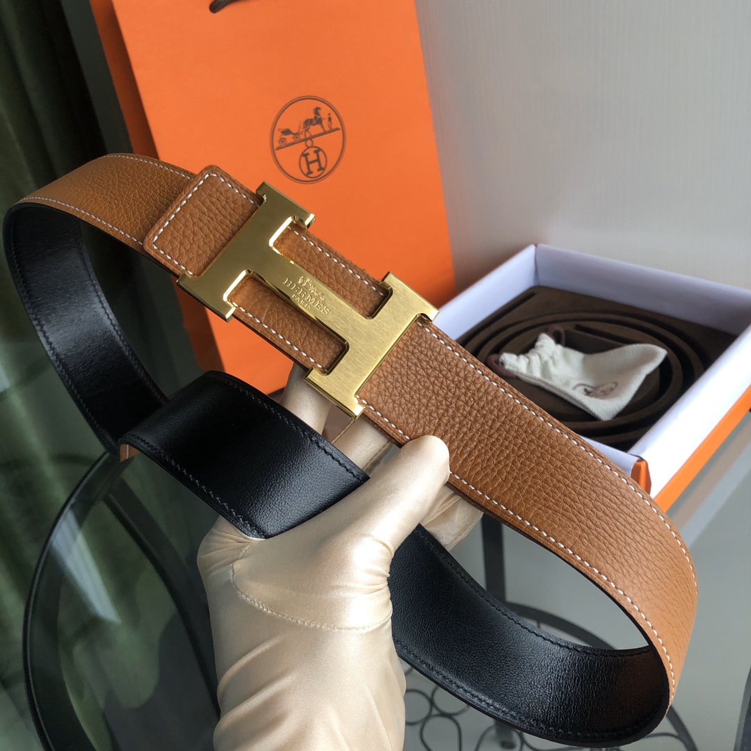 HERMES/爱马仕双面原版荔枝搭配焊点马拉车，男装的经典搭配，完美配饰！38mm   62938150