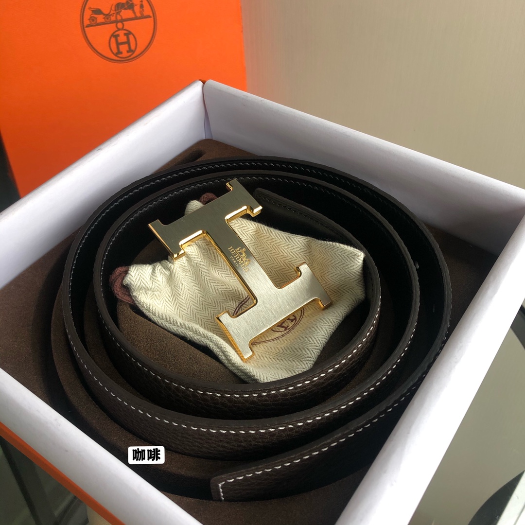 HERMES/爱马仕双面原版荔枝搭配焊点马拉车，男装的经典搭配，完美配饰！38mm   62938150