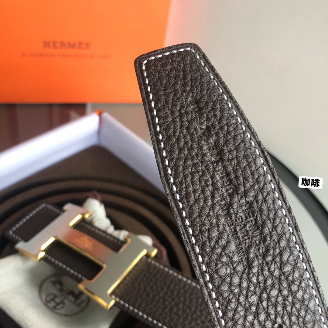 HERMES/爱马仕双面原版荔枝搭配焊点马拉车，男装的经典搭配，完美配饰！38mm   62938150