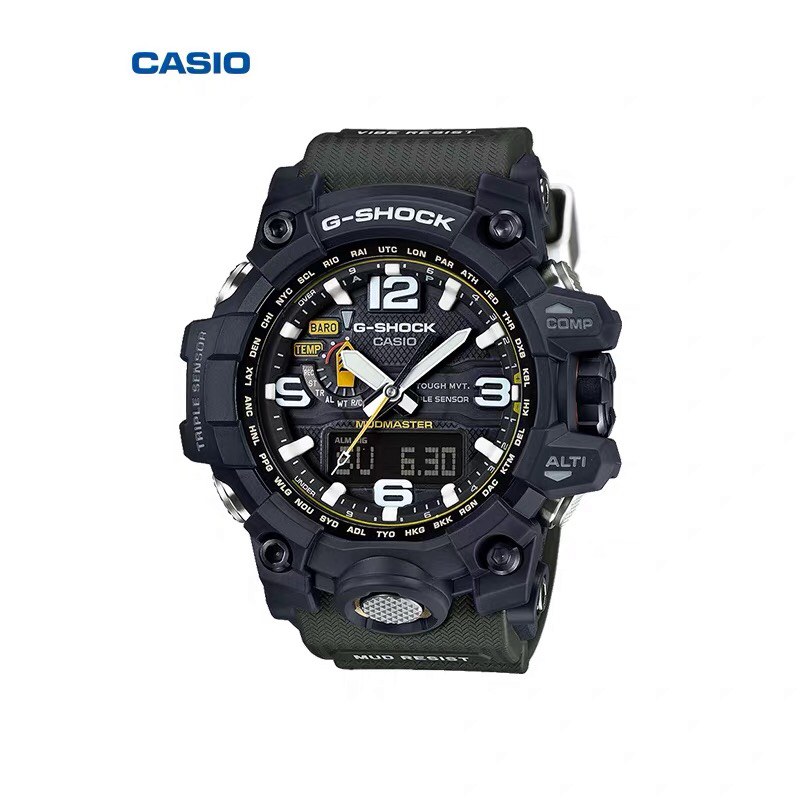 F5    Casio 卡西欧 GWG1000系列，大泥王，最高版本，主要功能：指南针功能，温度计，45度自动抬手灯，防震防水，世界时间，倒计时，闹铃，间歇响报，1:1打造做工精致，日历.尺寸：60mm大号 全套