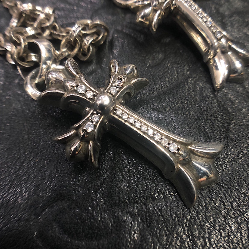 Chrome Hearts 克罗心 镶石双层十字架项链
