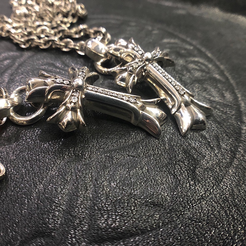 Chrome Hearts 克罗心 镶石双层十字架项链