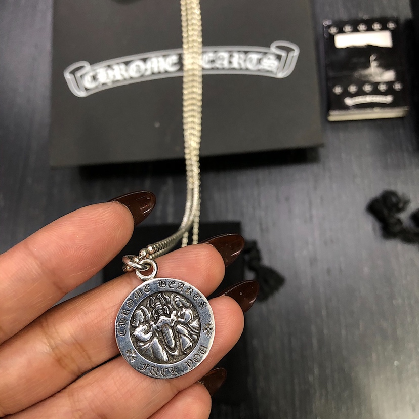 Chrome Hearts MZ出品， 开版 克罗心宝剑fuckyou 天使牌项链
