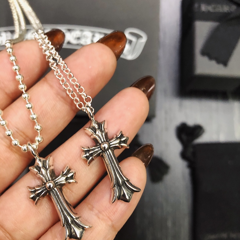 Chrome Hearts MZ出品， 开版 【 版本】克罗心Chrome hearts mini双层十字花项链