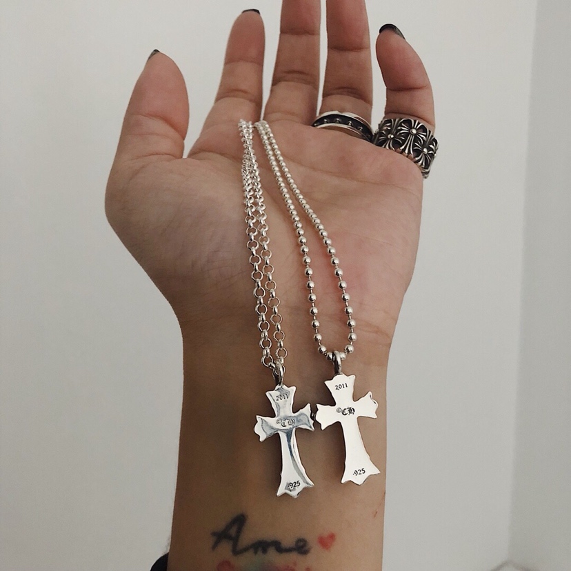 Chrome Hearts MZ出品， 开版 【 版本】克罗心Chrome hearts mini双层十字花项链