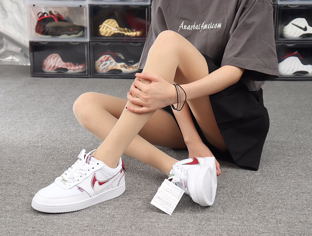 220 Nike W Coert Vision Lo Prmv 爱心叠勾板鞋 CI7827-100 爱心鸳鸯 真标原盒 模特上脚图