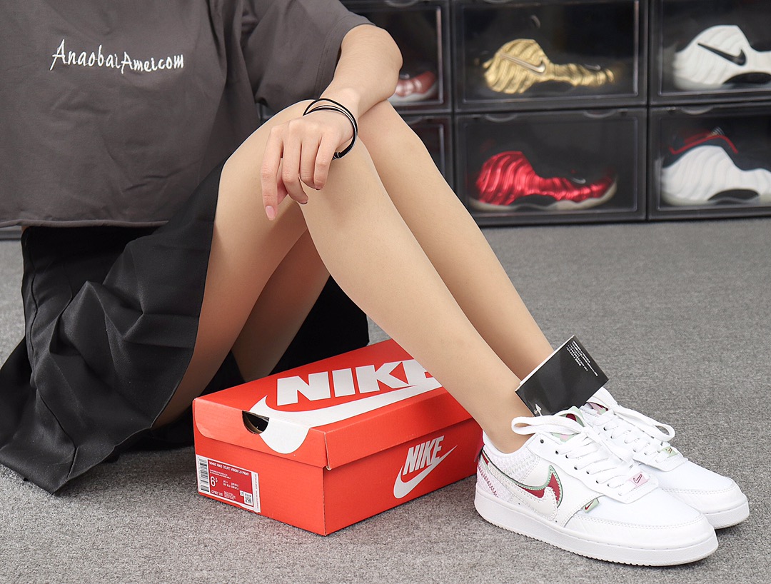 220 Nike W Coert Vision Lo Prmv 爱心叠勾板鞋 CI7827-100 爱心鸳鸯 真标原盒 模特上脚图