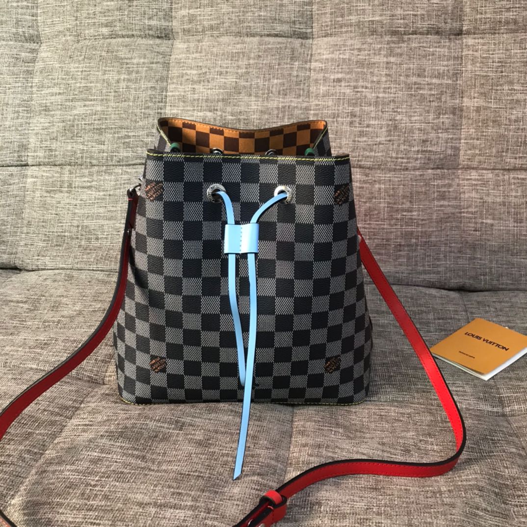 Louis Vuitton LV NeoNoe Store
 Handbags Bucket Bags Black Grid Lattice Canvas N40229