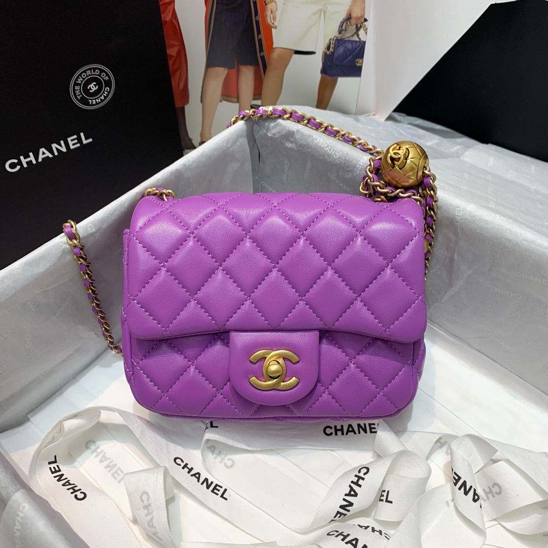 Chanel Classic Flap Bag Taschen Umhängetaschen  & Schultertaschen Lila Ketten