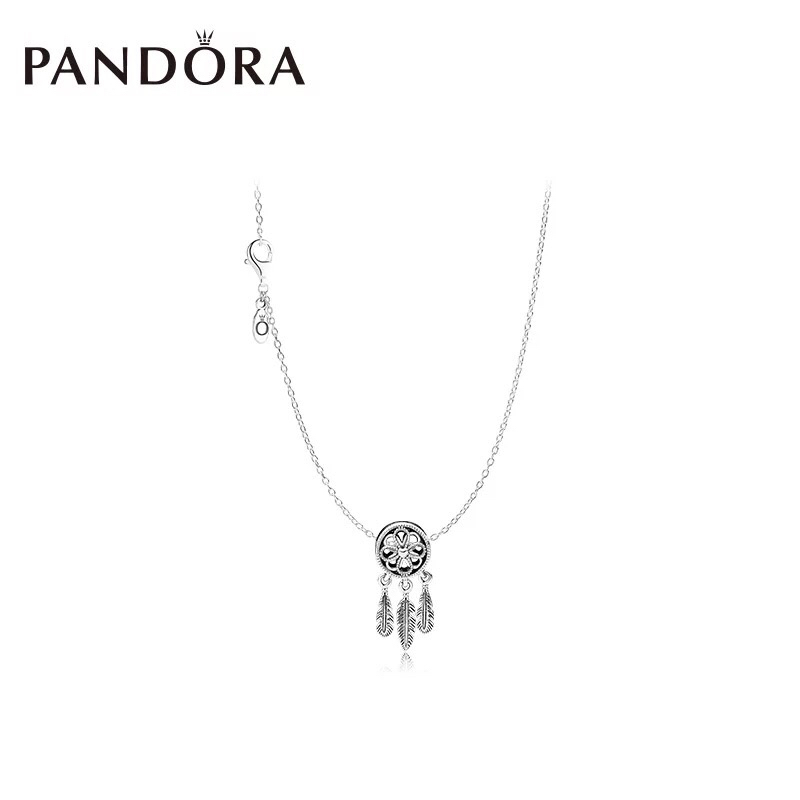 NO:103678,[Pandora] Sterling Silver Colorful Dream Necklace Dream Catching Net Pendant Clampsy Chain, Pandora Necklace, necklace, pure silver19860909【潘多拉】纯银斑斓之梦项链捕梦网吊坠锁骨链,潘多拉项链,necklace,pure silver,Jewelry
