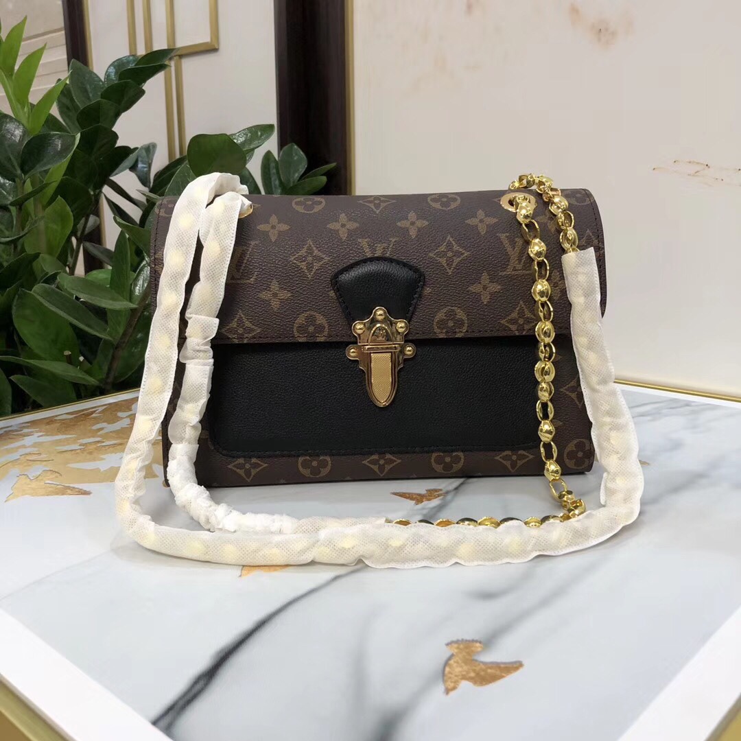 Louis Vuitton Bags Handbags Black Monogram Canvas Calfskin Cowhide Victoire M41730