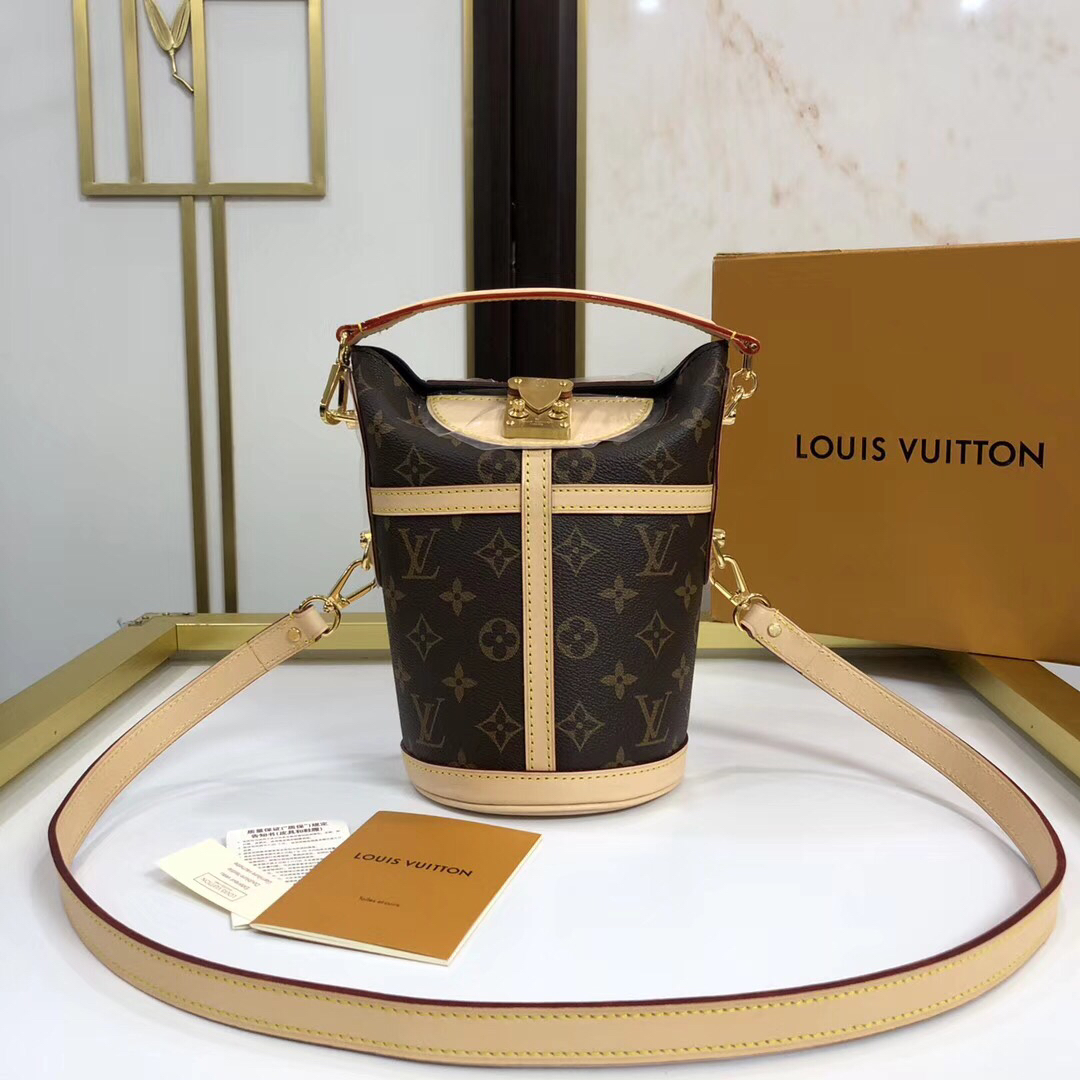 Louis Vuitton LV Duffle Bags Handbags Black Brown Gold Yellow Monogram Canvas Calfskin Cowhide Spring/Summer Collection Fashion Mini M43587