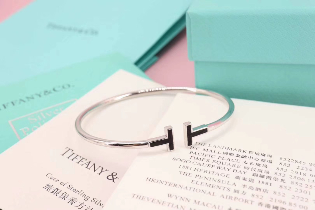 Tiffany & Co. Tiffany&Co. T系列 伴钻 纯银双T手镯