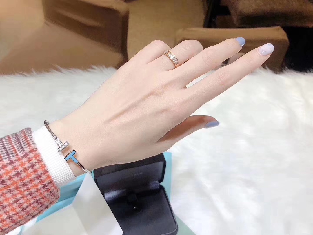 Tiffany & Co. Tiffany&Co. T系列 伴钻 纯银双T手镯