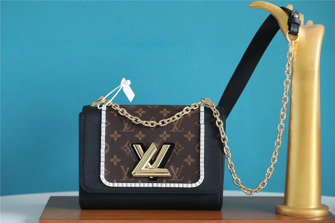 Louis Vuitton Bags Handbags Designer Wholesale Replica
 Black Weave Monogram Canvas LV Twist Chains m50280