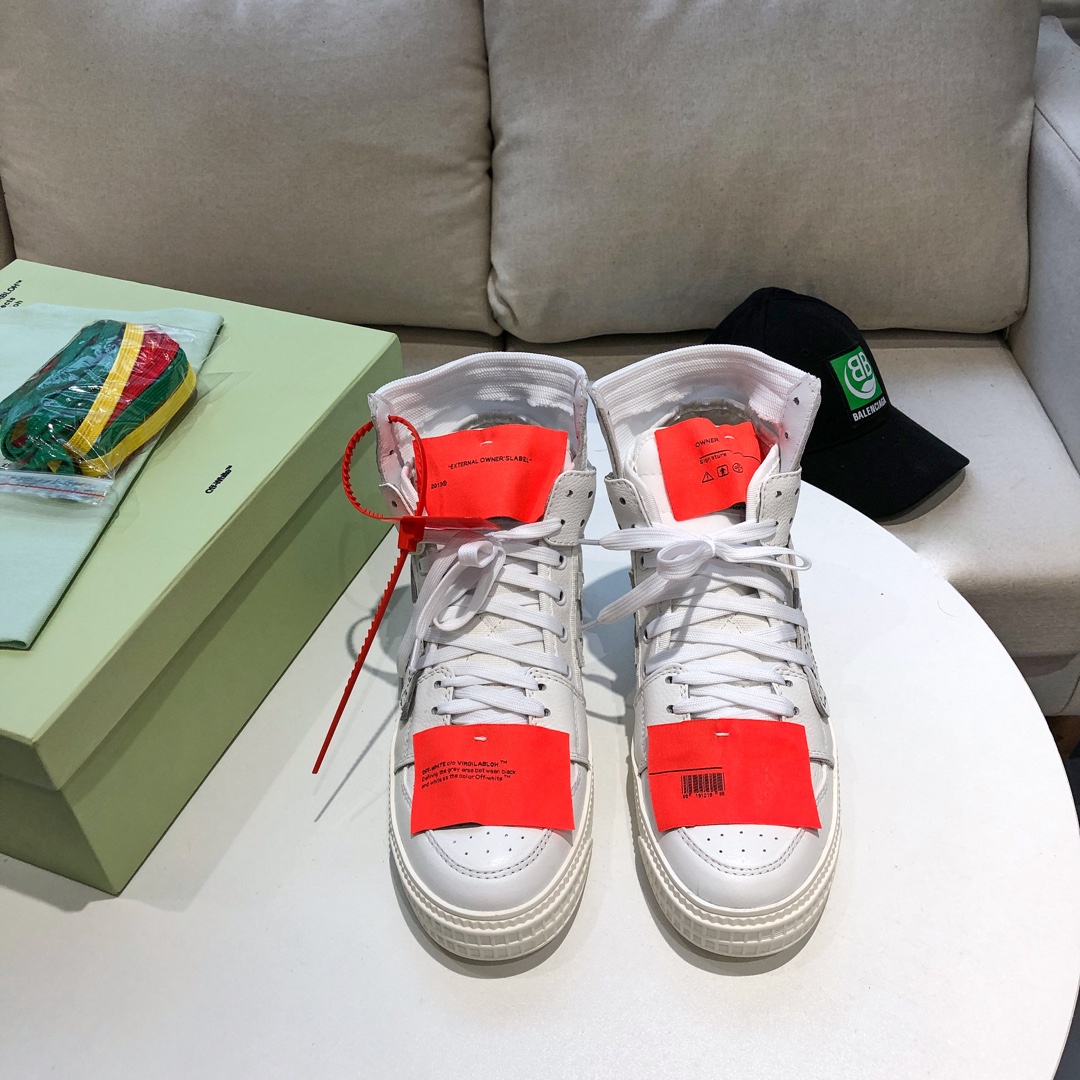 Off-White 18fw Sneakers Low 3.0 High-Top White Leather Fashion Sneakers