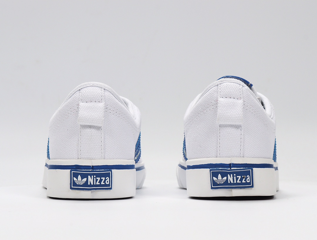 100 Adidas NIZZA 校园帆布板鞋懒人一脚蹬 BZ0489 白兰 网红情侣鞋