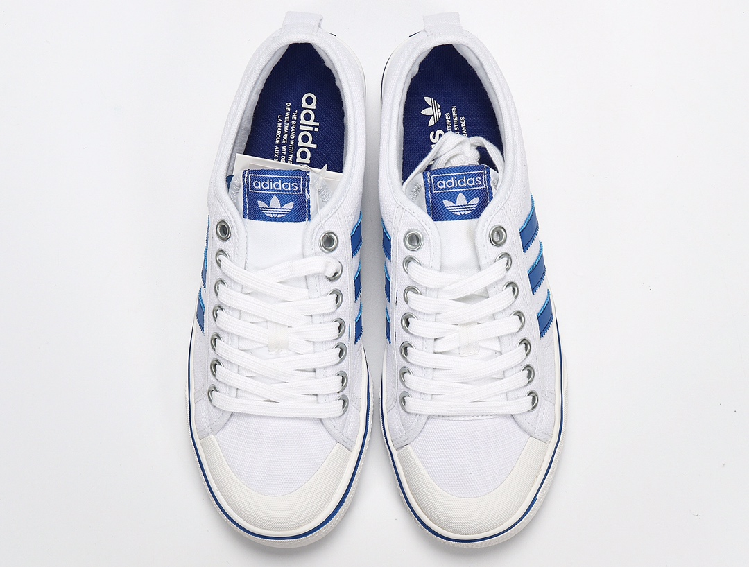 100 Adidas NIZZA 校园帆布板鞋懒人一脚蹬 BZ0489 白兰 网红情侣鞋