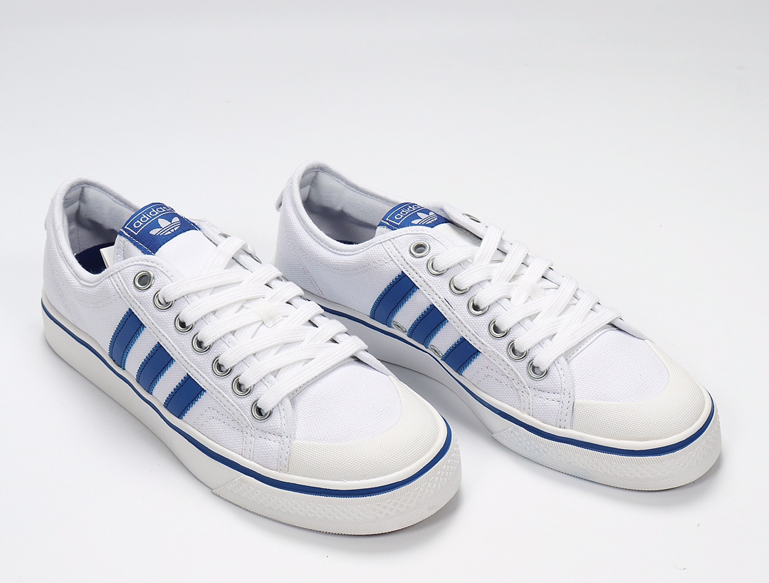 100 Adidas NIZZA 校园帆布板鞋懒人一脚蹬 BZ0489 白兰 网红情侣鞋
