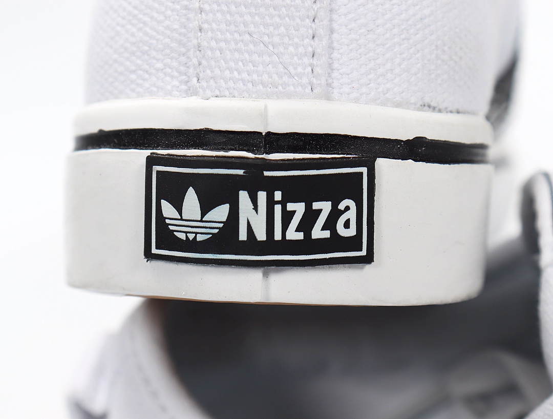 100 Adidas NIZZA 校园帆布板鞋懒人一脚蹬 CQ2333 白黑 网红情侣鞋